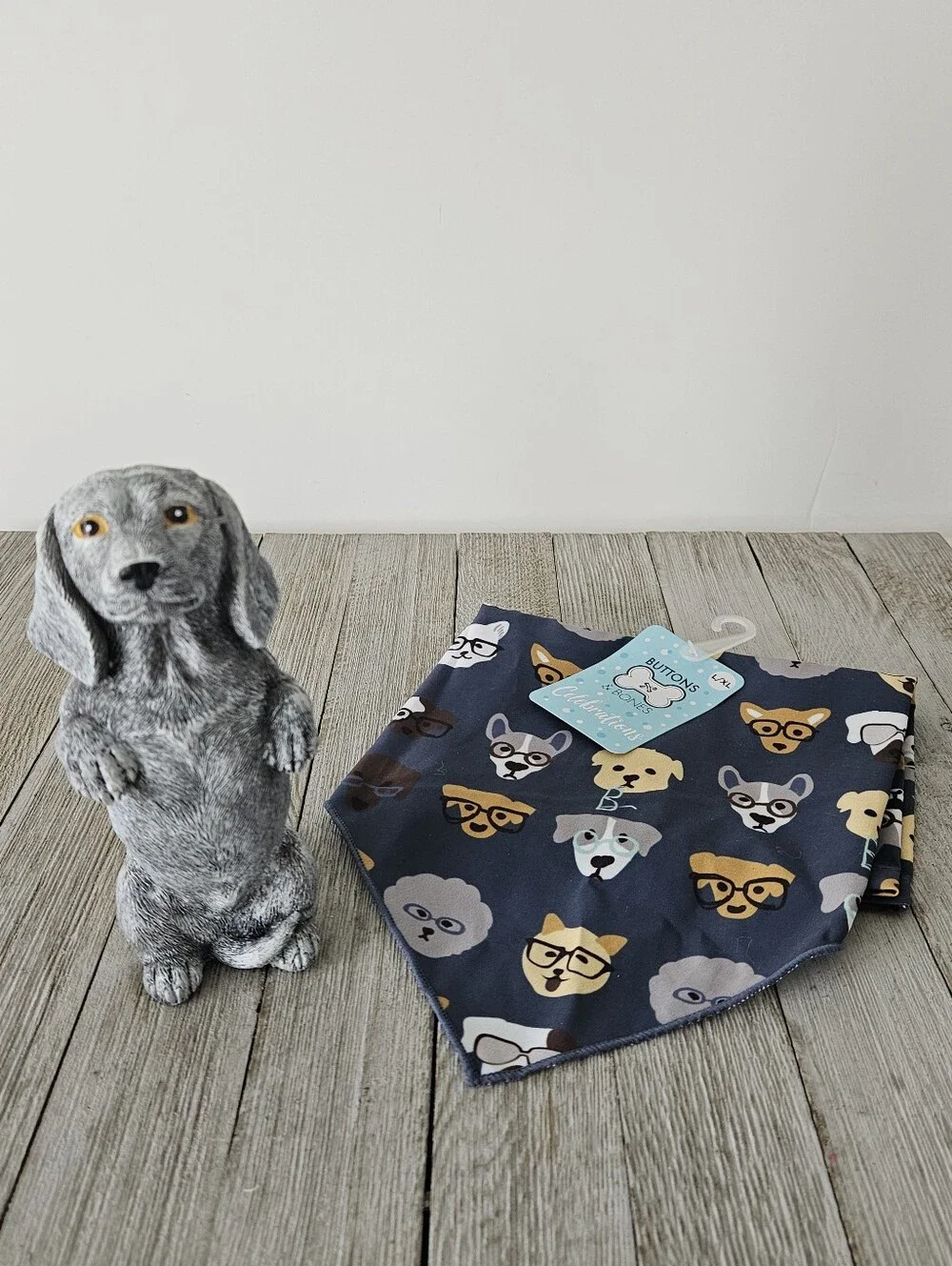 Buttons & Bones Size L/XL Blue Multi Dog Patterned Scarf Neck Wrap NWT and 6